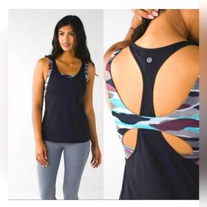 lululemon athletica Black and Multicolor Tank Top